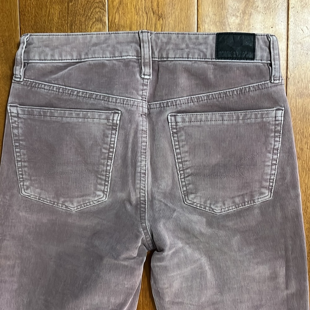 American Eagle Super Stretch Lavender Hi-Rise Crop Flare Jeans Size 2 Corduroy - Picture 9 of 12